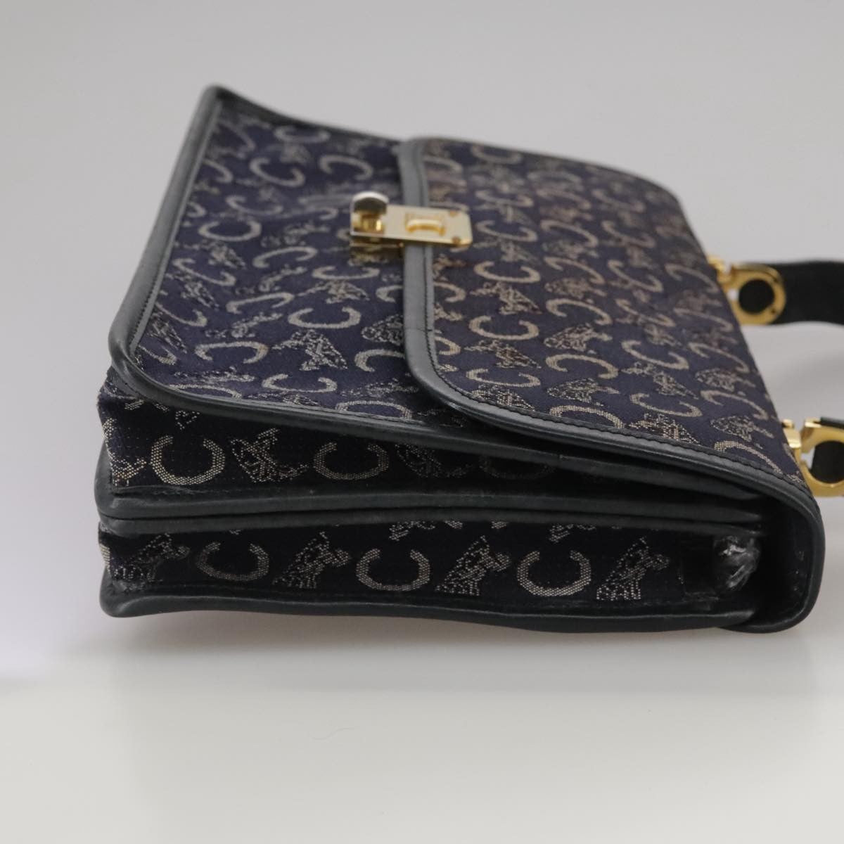 Celine C Sulky Handbag Canvas, NAVY, CANVAS, Handbag