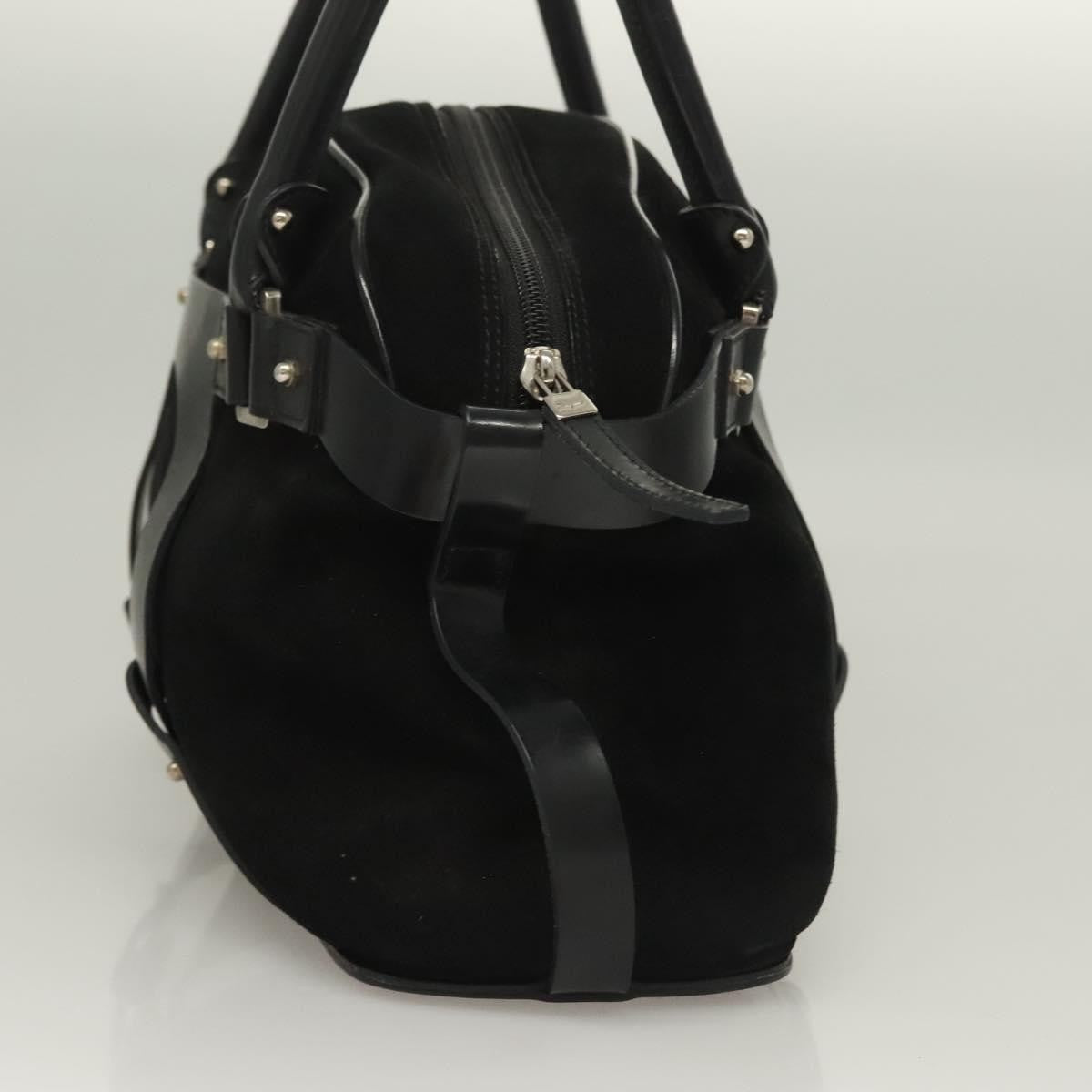 Salvatore Ferragamo Gancini handbag Suede, BLACK, SUEDE, Handbag