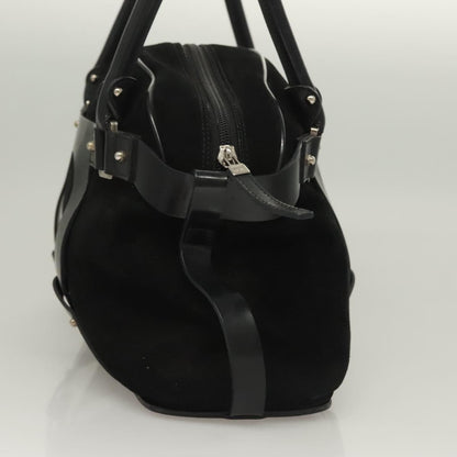 Salvatore Ferragamo Gancini handbag Suede, BLACK, SUEDE, Handbag