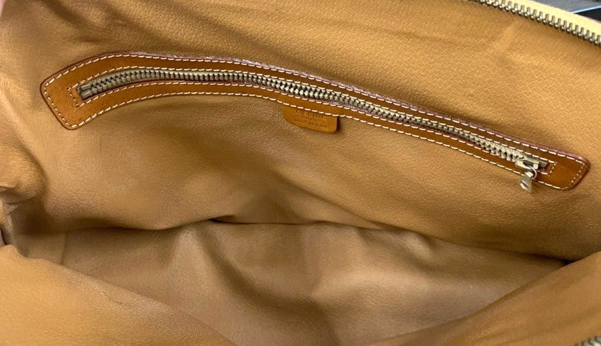 Celine Vintage Macadam Handbag Canvas and Leather, BROWN, CANVAS, Handbag