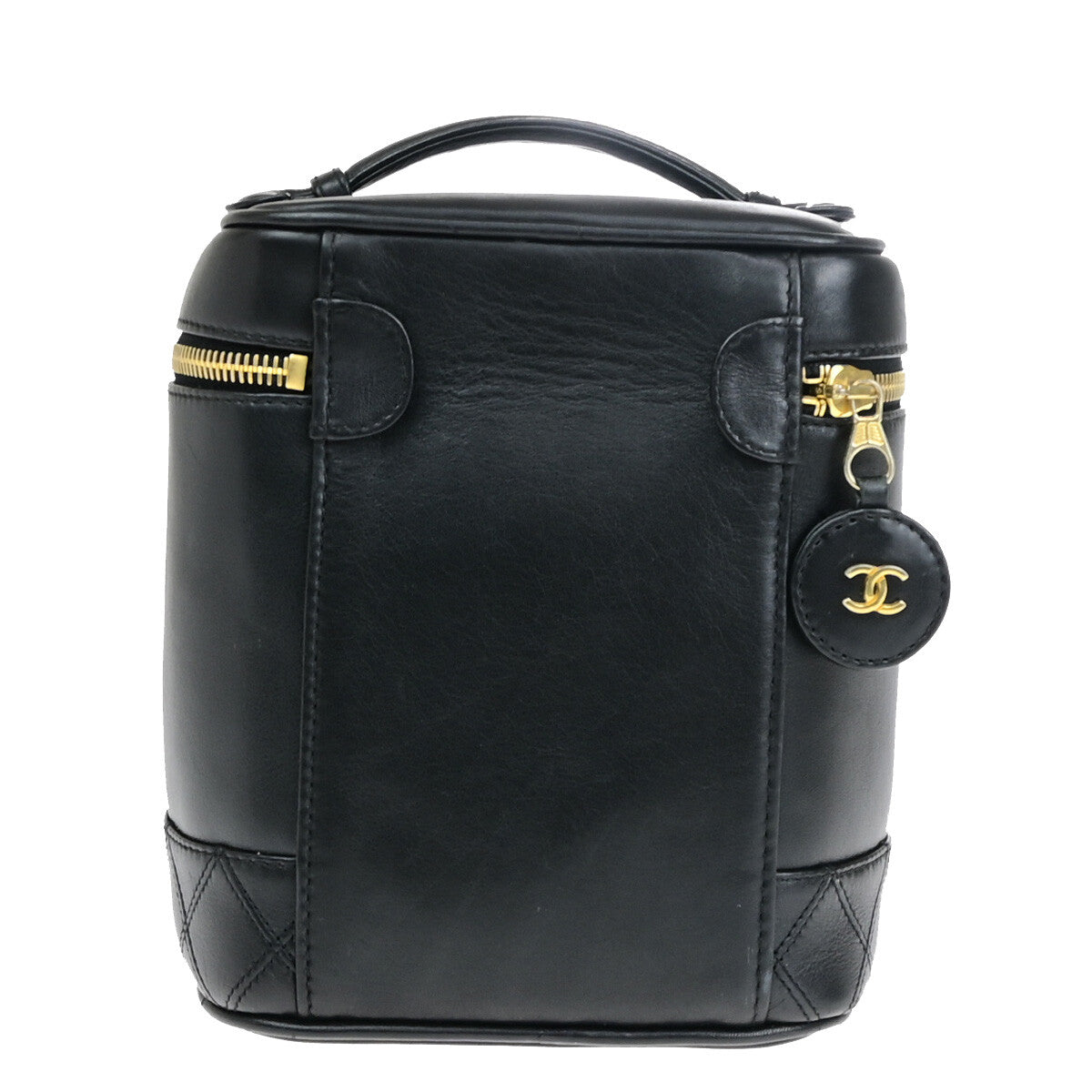 Chanel Vanity pouch Leather, BLACK, LEATHER, Toiletry Case