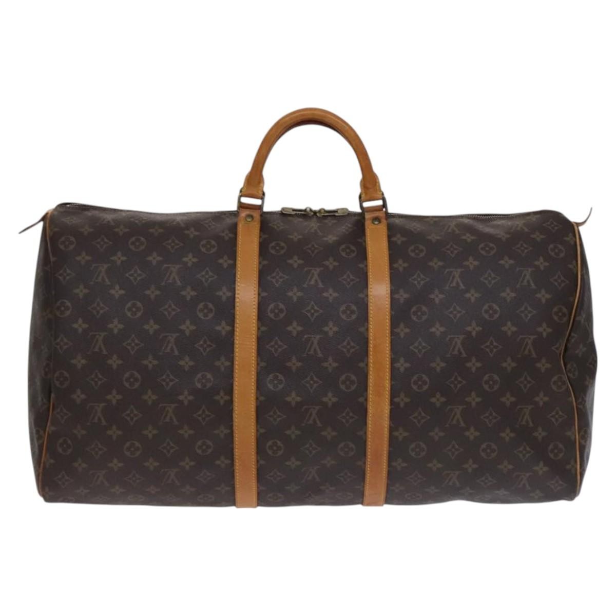 Louis Vuitton Keepall Bag Monogram Canvas, BROWN, CANVAS, Travel bag