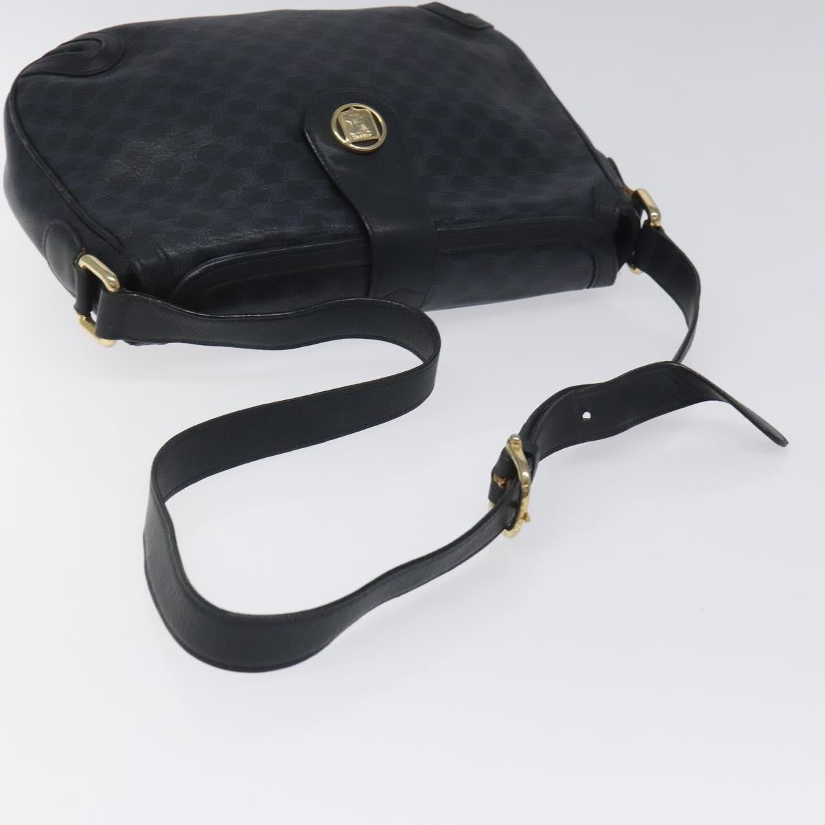 Celine Vintage Macadam Shoulder Bag Canvas and Leather, BLACK, CANVAS, Shoulder bag