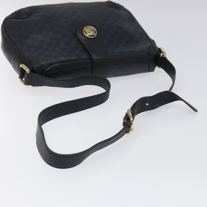 Celine Vintage Macadam Shoulder Bag Canvas and Leather, BLACK, CANVAS, Shoulder bag