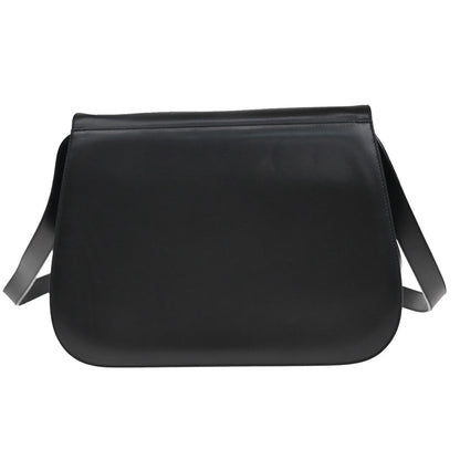 Salvatore Ferragamo Gancini Shoulder Bag Leather, BLACK, LEATHER, Shoulder bag