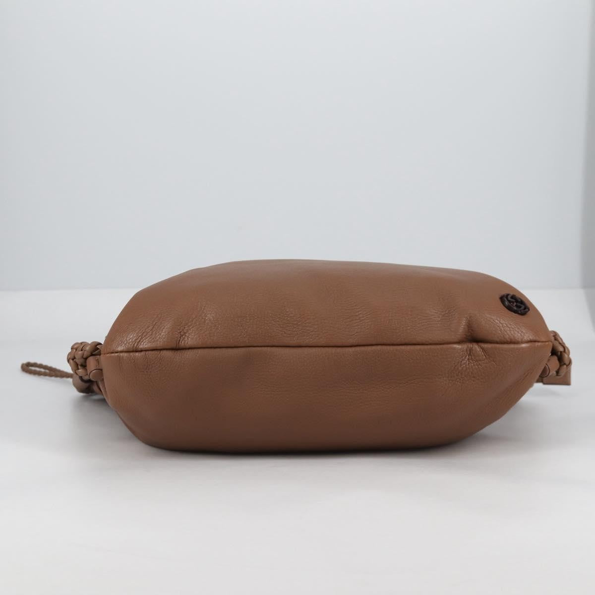 Gucci Braided Strap Zip Messenger Leather, BROWN, LEATHER, Shoulder bag