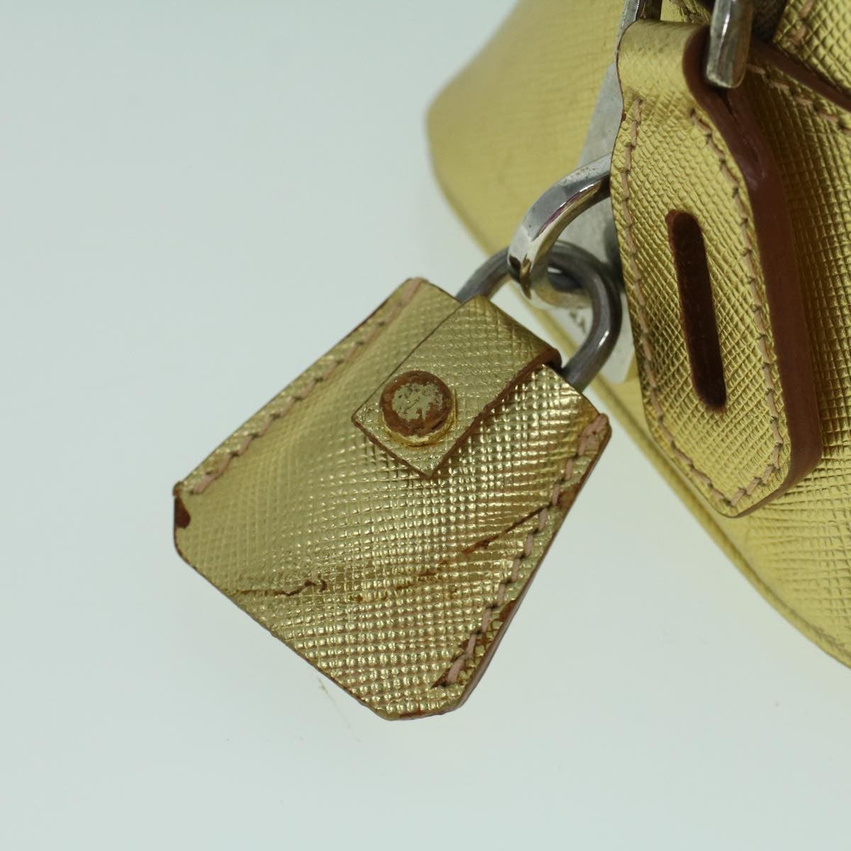 Prada Promenade Bag Saffiano Leather, GOLD, LEATHER, Handbag