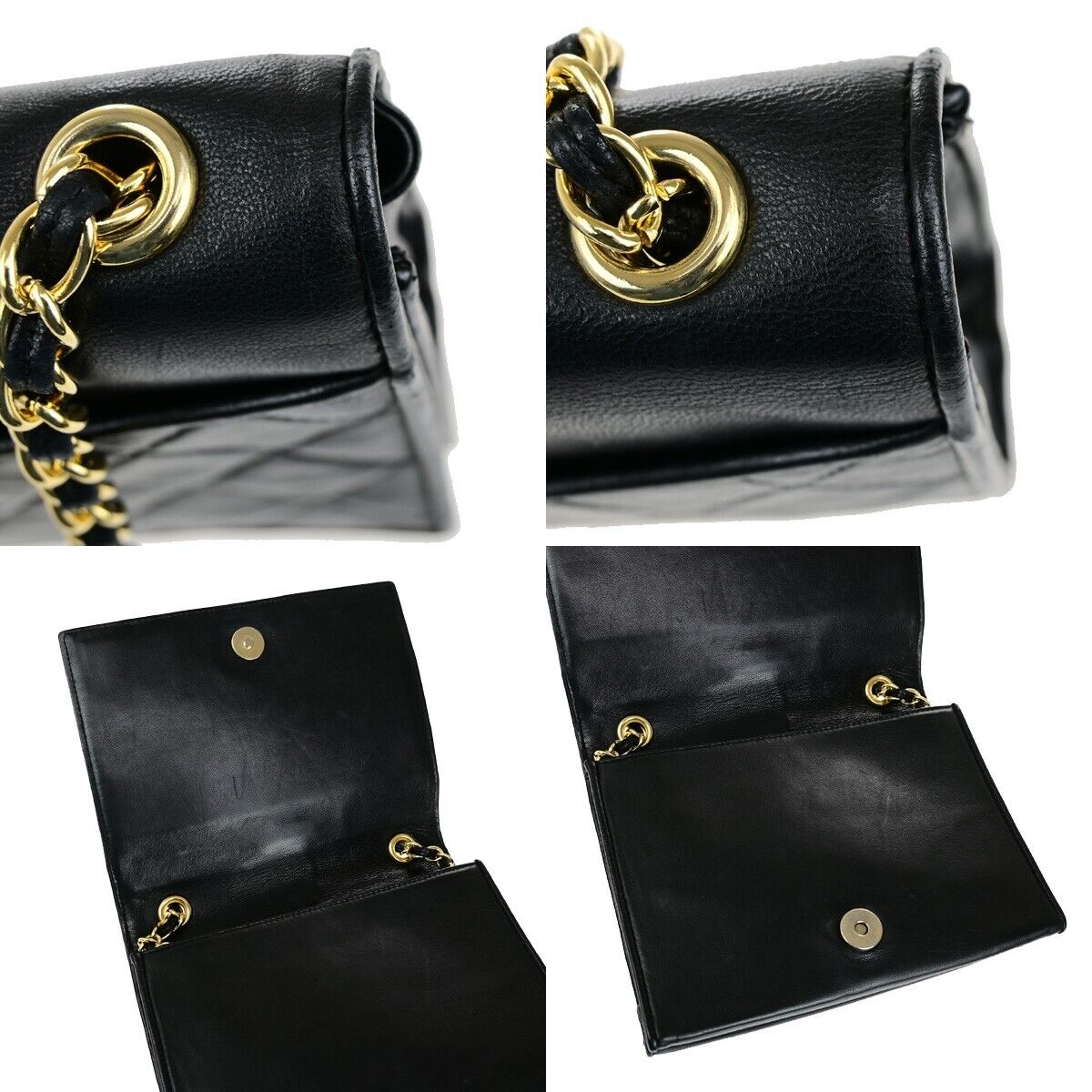 Chanel Vintage CC Chain Full Flap Bag Quilted Leather, BLACK, LEATHER, Shoulder bag