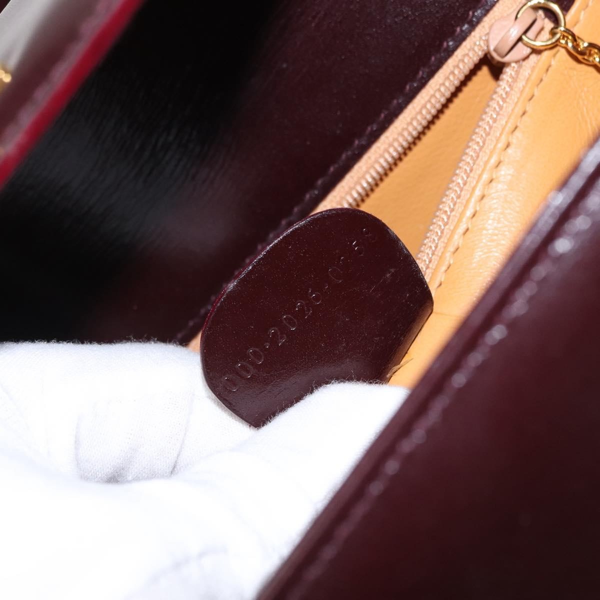 Gucci Vintage Lady Lock Top Handle Bag Leather, BURGUNDY, LEATHER, Handbag