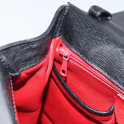 Celine Vintage Triomphe Flap Bag Leather, BLACK, LEATHER, Handbag