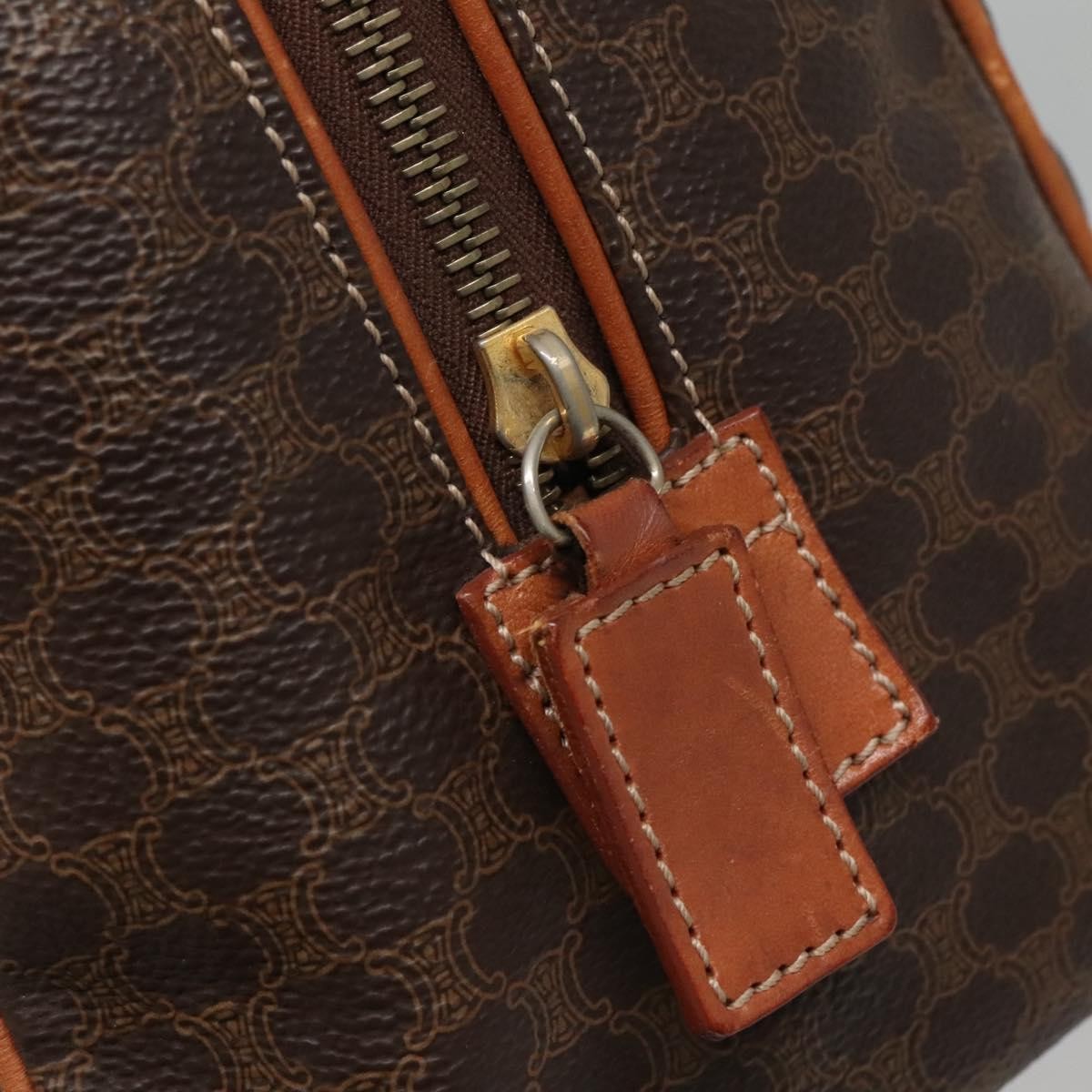Celine Macadam Handbag Macadam with leather, BROWN, CANVAS, Handbag