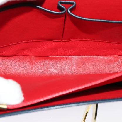 Celine Circle logo Leather, NAVY, LEATHER, Shoulder bag