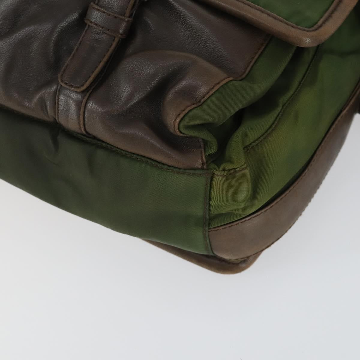Prada Vintage Shoulder Bag Nylon and Leather, GREEN, NYLON, Shoulder bag
