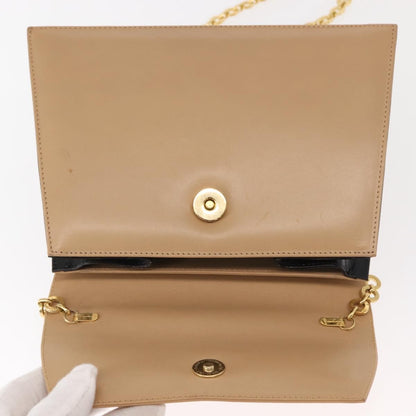 Salvatore Ferragamo Chain Flap Shoulder Bag Leather, BEIGE, LEATHER, Shoulder bag