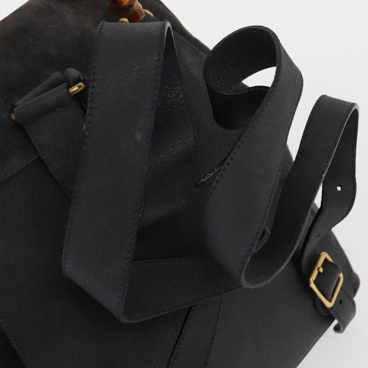 Gucci Vintage Bamboo Backpack Suede, NAVY, SUEDE, Backpack