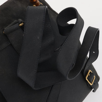 Gucci Vintage Bamboo Backpack Suede, NAVY, SUEDE, Backpack