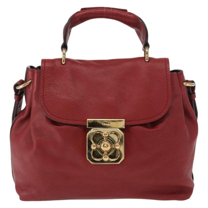 Chloe Elsie Convertible Satchel Leather, Red, Leather, Handbag