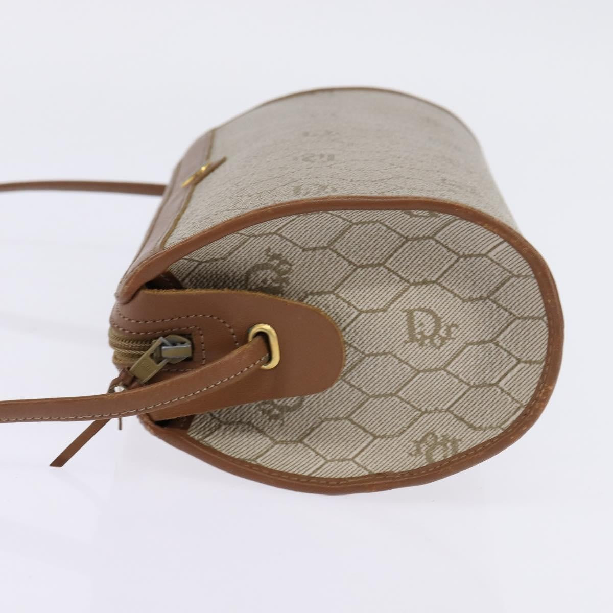 Christian Dior Vintage Honeycomb Shoulder Bag Canvas and Leather, BEIGE, CANVAS, Shoulder bag