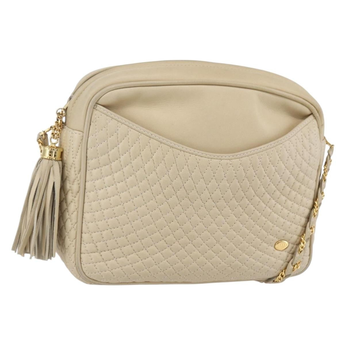 Bally Vintage Shoulder Bag Quilted leather, ECRU, LEATHER, Shoulder bag