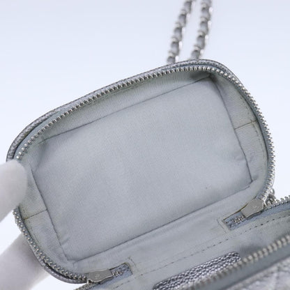 Chanel Classic Vanity Case with Chain Quilted Caviar, Silver, Leather, Shoulder Bag