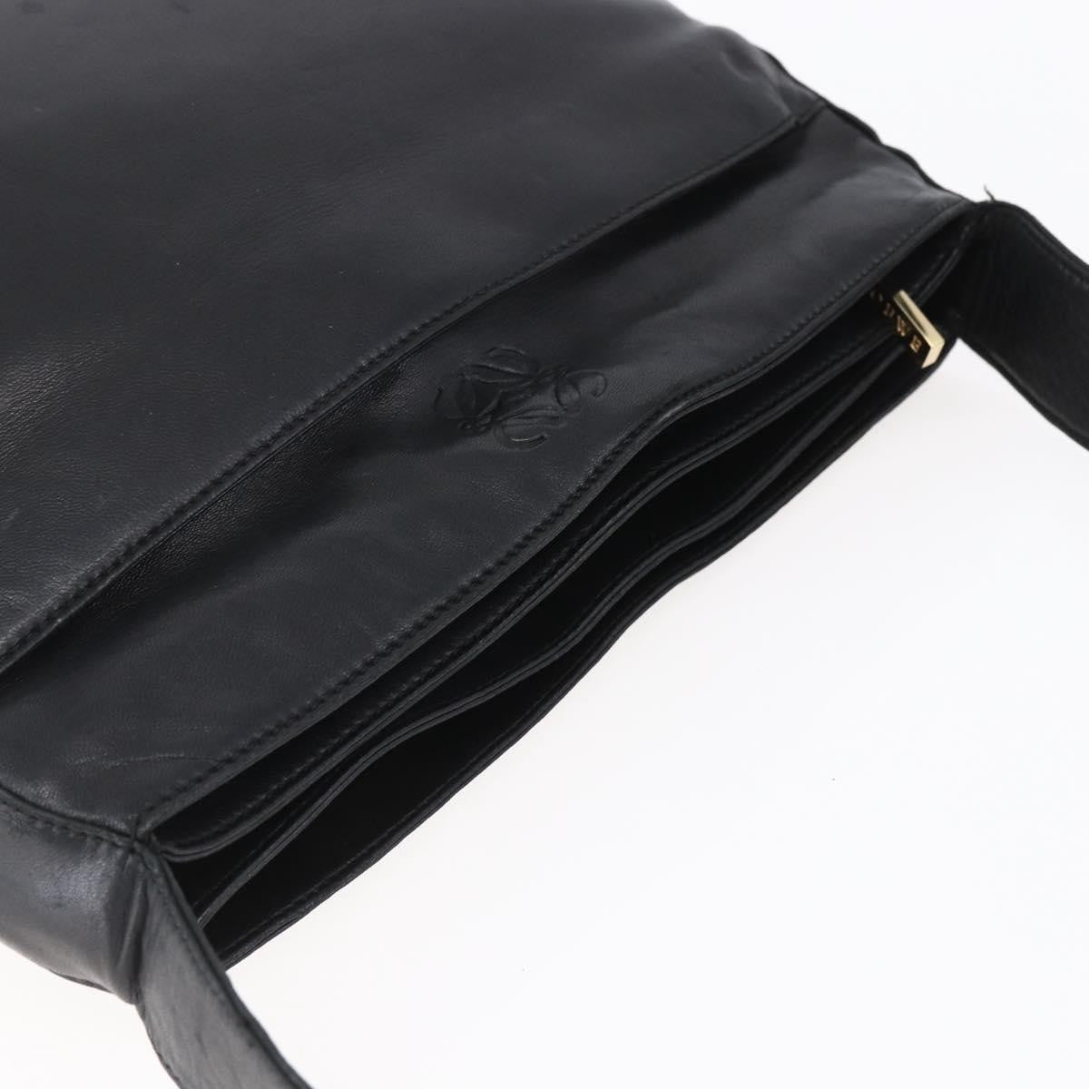 Loewe Anagram Shoulder Bag Leather, BLACK, LEATHER, Shoulder bag