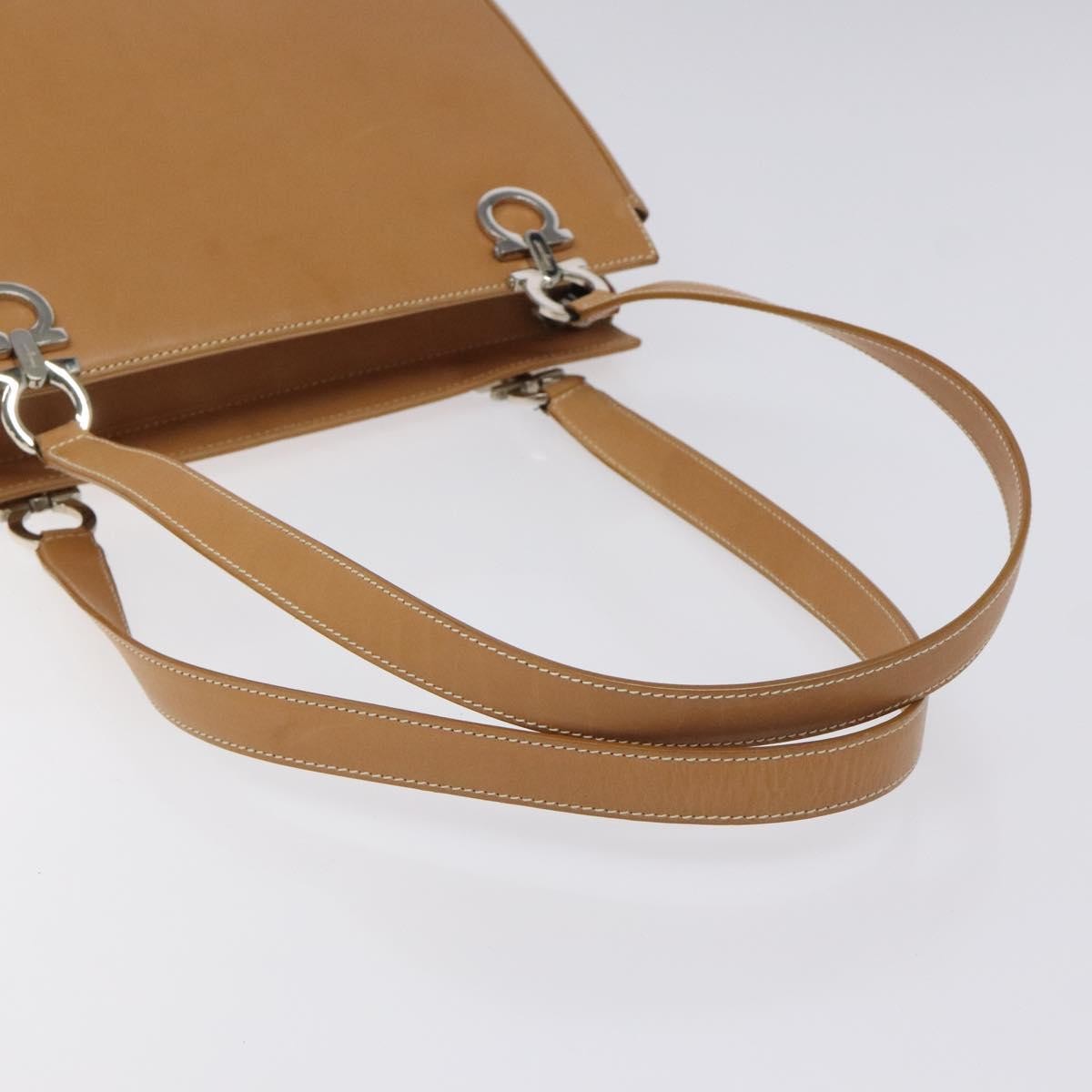 Salvatore Ferragamo Gancini Shoulder Bag Suede, Brown, Leather, Shoulder Bag