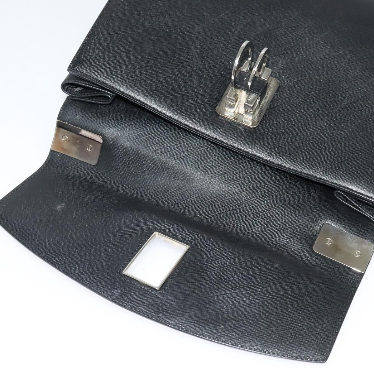 Salvatore Ferragamo Double Gancini Top Handle Bag Saffiano Leather, BLACK, LEATHER, Handbag