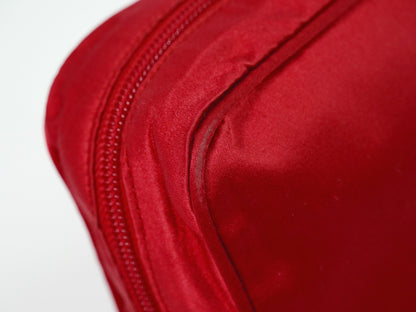 Prada Zip Around Toiletry Bag Silk, Red, Satin, Clutch