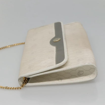 Christian Dior Vintage Honeycomb chain Canvas, WHITE, CANVAS, Handbag
