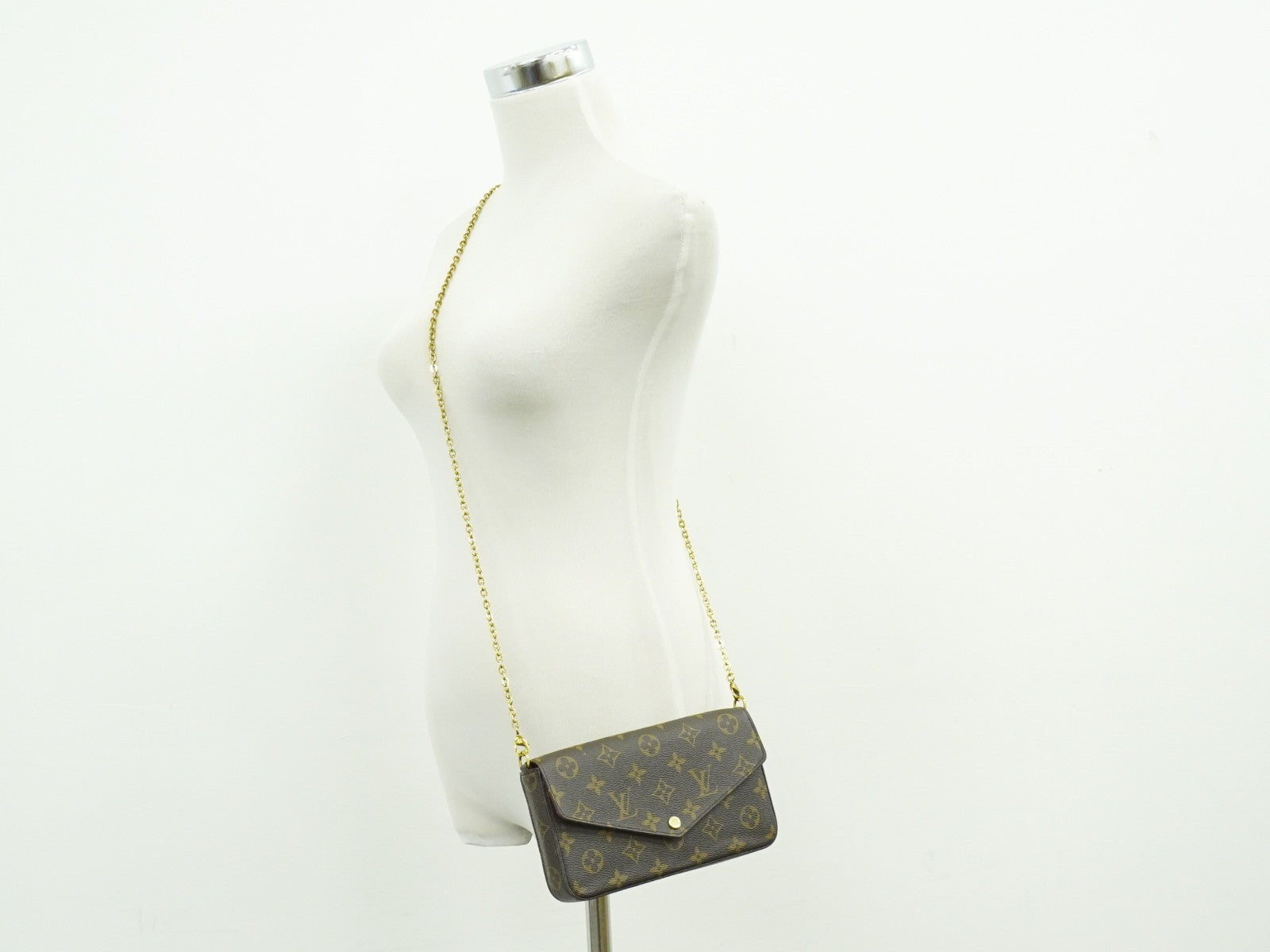 Louis Vuitton Felicie Pochette Monogram Canvas, BROWN, CANVAS, Clutche & pouche