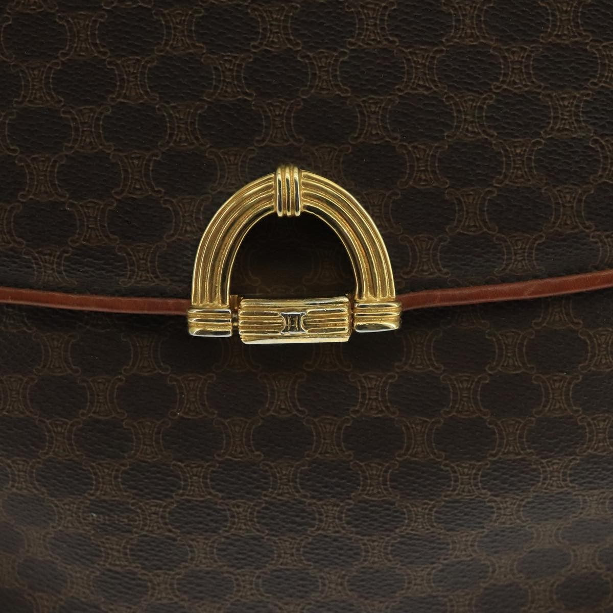 Celine Vintage Macadam Handbag Canvas, BROWN, CANVAS, Handbag