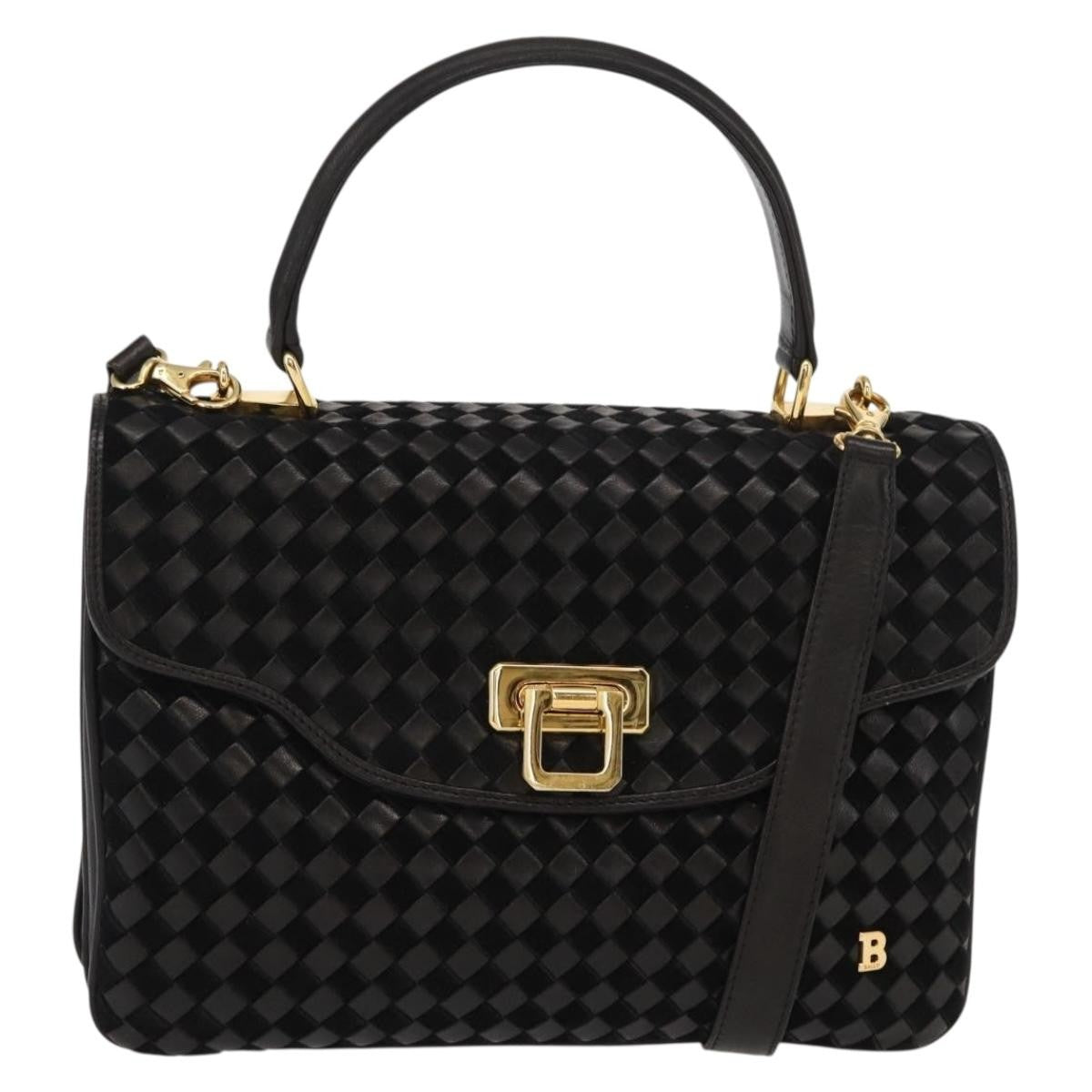Bally Vintage Handbag Leather, BLACK, LEATHER, Handbag
