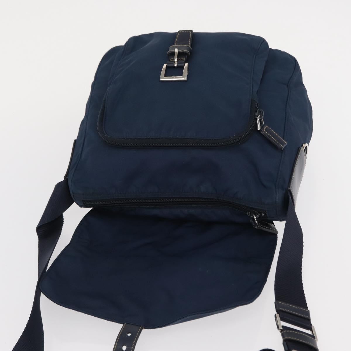 Prada Buckle Messenger Bag Tessuto, NAVY, NYLON, Shoulder bag