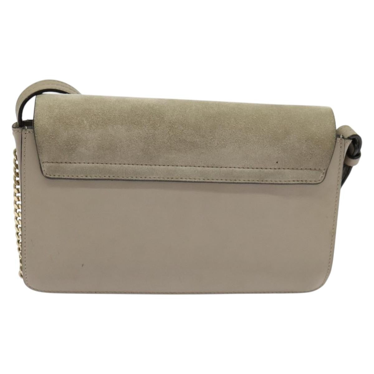 Chloe Faye Shoulder Bag Leather and Suede, BEIGE, LEATHER, Shoulder bag