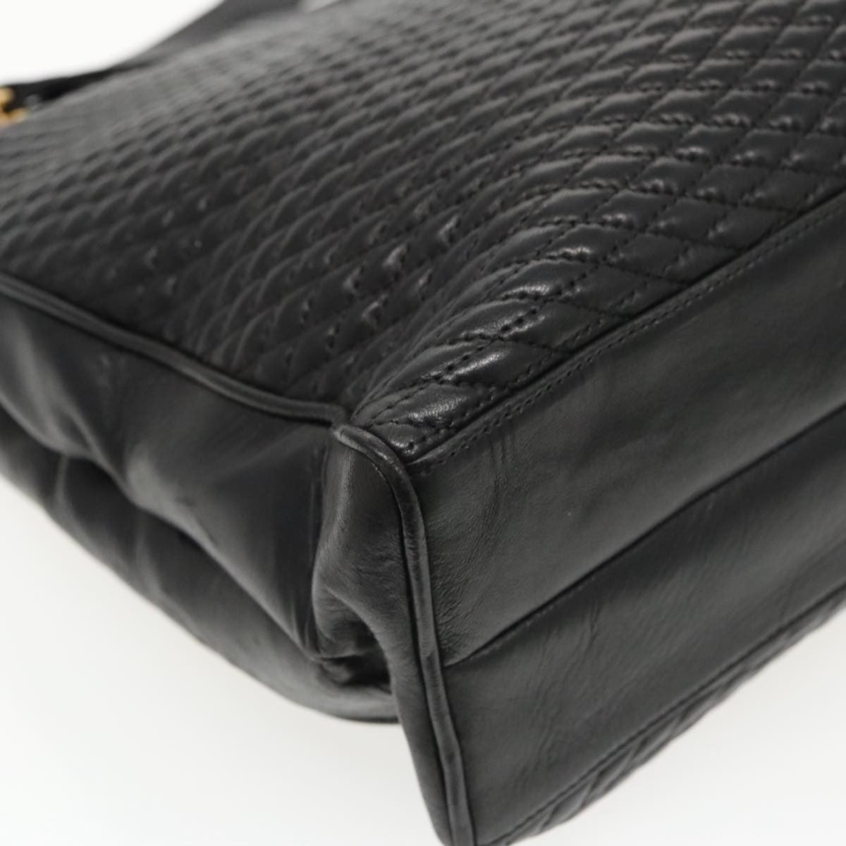 Bally Vintage Tote Bag Quilted Leather, Black, Leather, Shoulder Bag