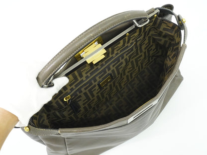 Fendi Peekaboo Bag Leather, GRAY, LEATHER, Handbag