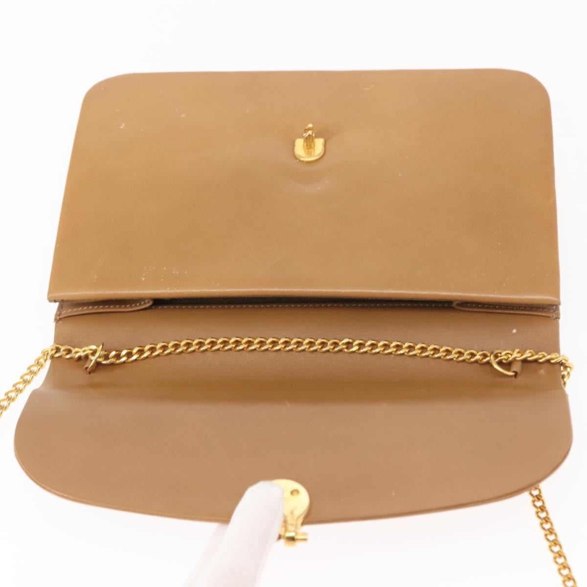 Christian Dior Vintage CD Chain Flap Shoulder Bag Leather, BEIGE, LEATHER, Shoulder bag
