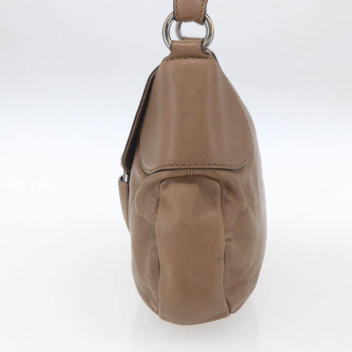 Salvatore Ferragamo Gancini Shoulder Bag Leather, BEIGE, LEATHER, Shoulder bag