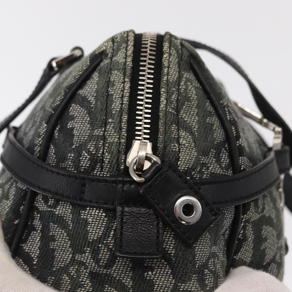 Christian Dior Vintage Trotter Zip Shoulder Bag Diorissimo Canvas, BLACK, CANVAS, Shoulder bag