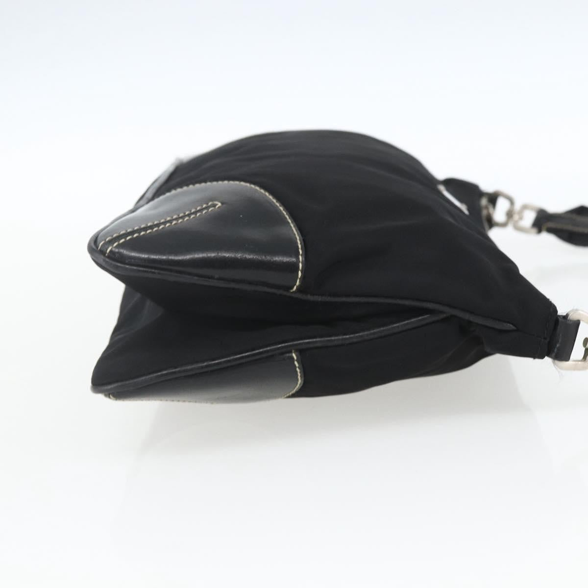 Prada Belted Shoulder Bag Tessuto with Leather, BLACK, NYLON, Shoulder bag