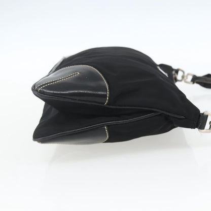 Prada Belted Shoulder Bag Tessuto with Leather, BLACK, NYLON, Shoulder bag
