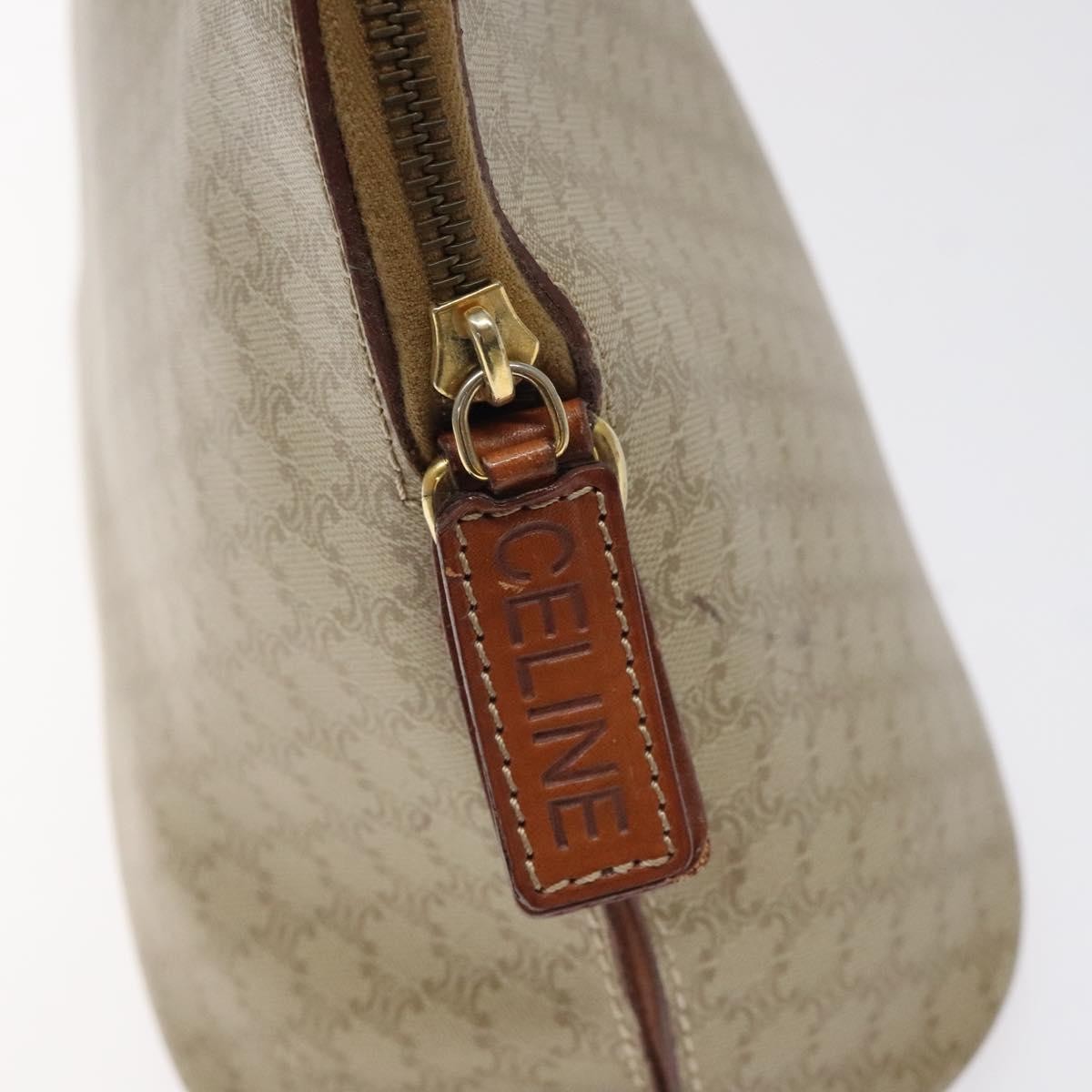 Celine Vintage Macadam Handbag Canvas and Leather, Beige, Canvas, Handbag