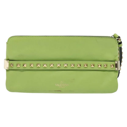 Valentino Garavani Rockstud Pouch Leather, GOLD, LEATHER, Clutche & pouche