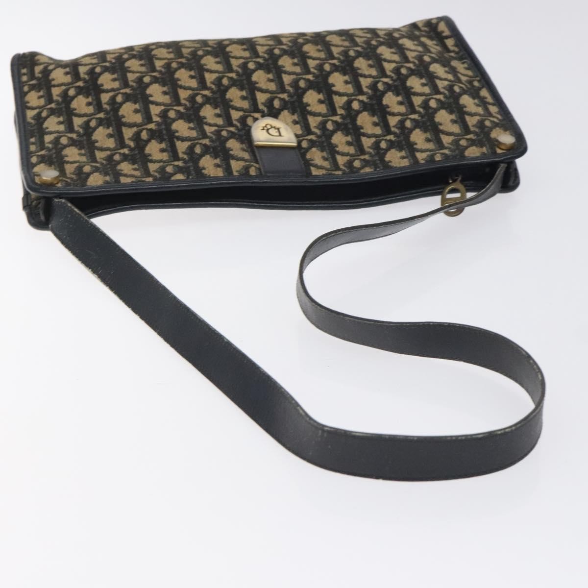 Christian Dior Vintage Trotter Shoulder Bag Canvas, NAVY, CANVAS, Shoulder bag