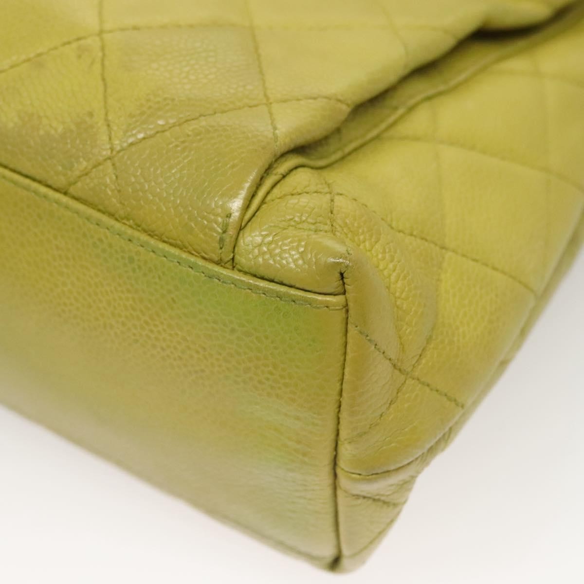 Chanel Vintage Front Pocket Shoulder Bag Quilted Caviar, GREEN, LEATHER, Shoulder bag