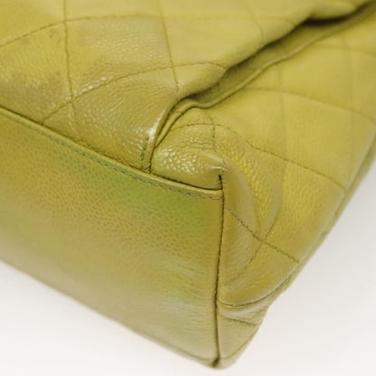 Chanel Vintage Front Pocket Shoulder Bag Quilted Caviar, GREEN, LEATHER, Shoulder bag