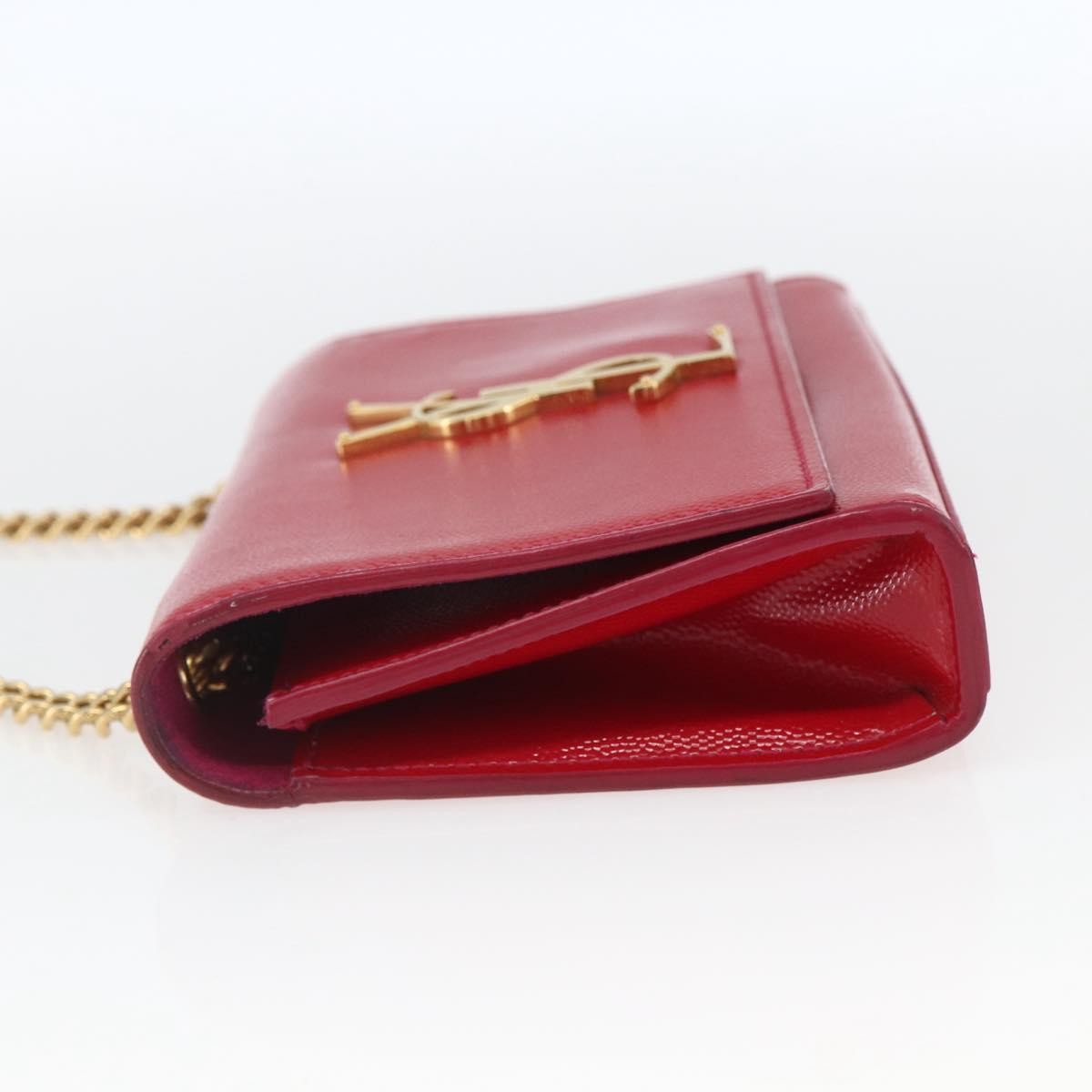 Saint Laurent Classic Monogram Crossbody Bag Grainy Leather, RED, LEATHER, Clutche & pouche