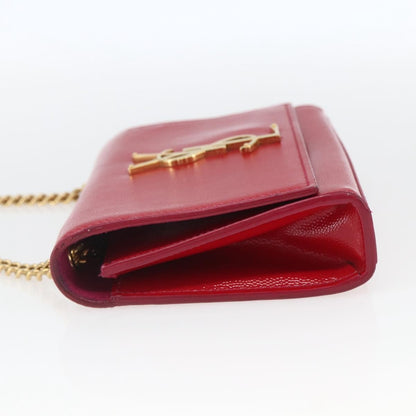 Saint Laurent Classic Monogram Crossbody Bag Grainy Leather, RED, LEATHER, Clutche & pouche