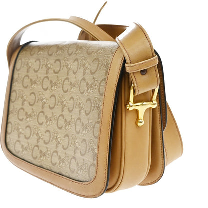 Celine Vintage Horse Carriage C Macadam Shoulder Bag Canvas and Leather, BEIGE, CANVAS, Shoulder bag