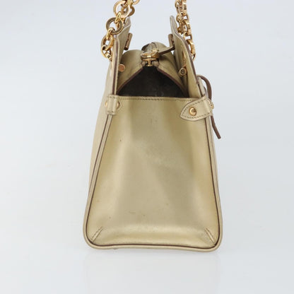 Salvatore Ferragamo Gancini handbag Leather, GOLD, LEATHER, Shoulder bag